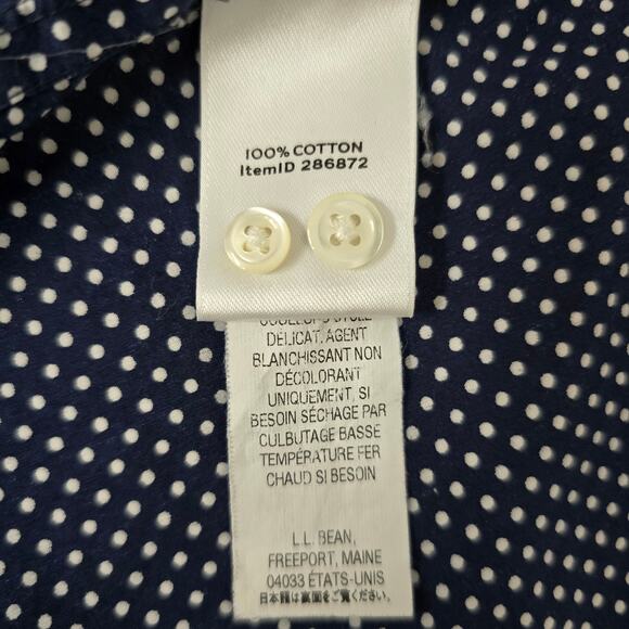 L.L.Bean Signature Collection Polka dot Button-up Shirt Size 4 Long sleeve Navy - Picture 12 of 12